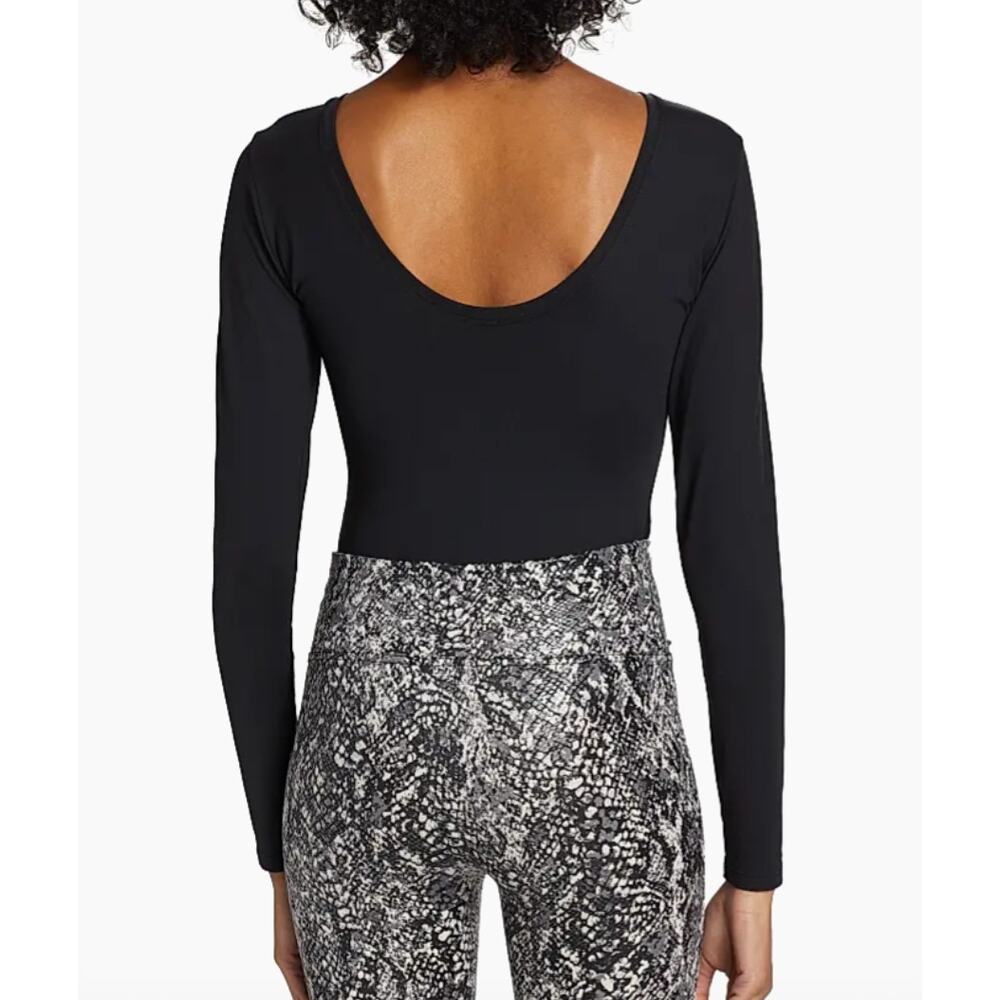 $78 Spanx Long Sleeve Scoop Bodysuit | Womens M, Black NEW - Picture 3 of 6
